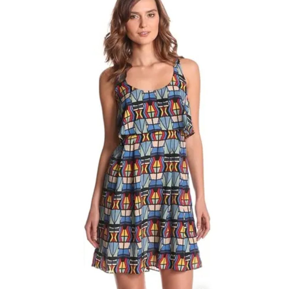 Jessica Simpson Geometric Print Dress Blue Size 2